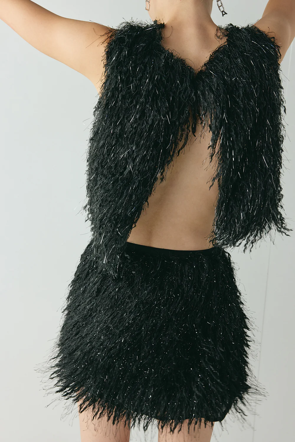 Lucia Fringe Mini Skirt Black - Image 4