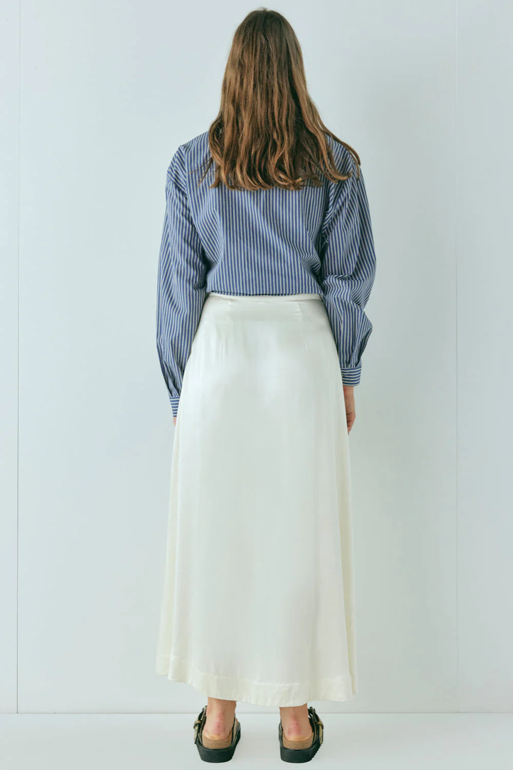 Luel Satin Maxi Skirt Cream - Image 6