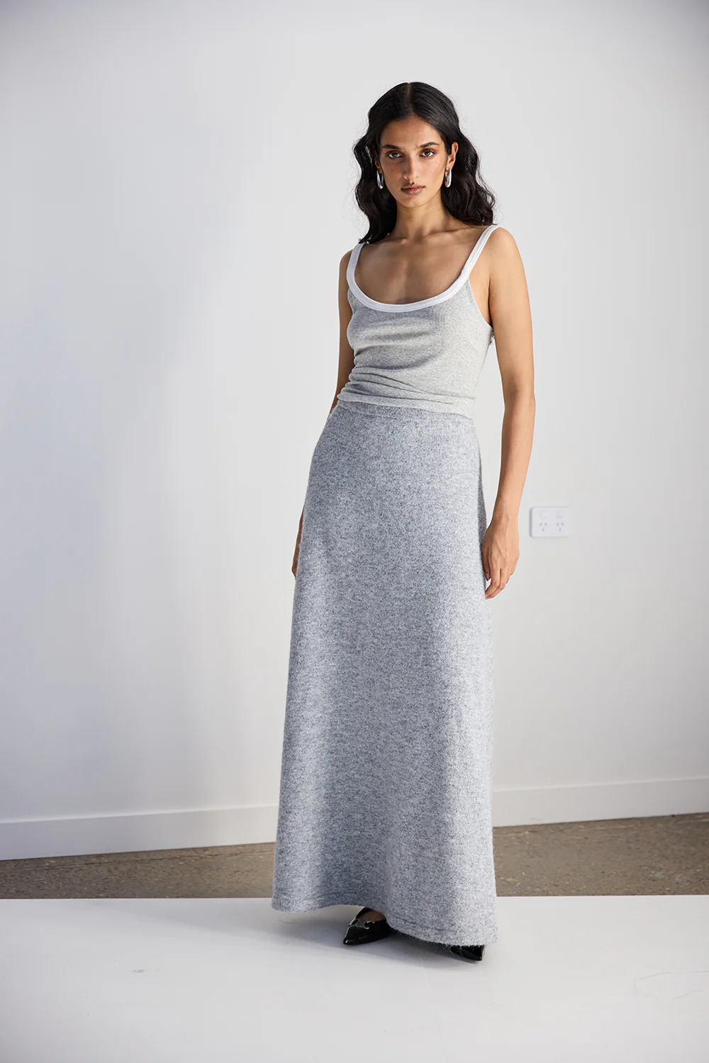 Lya Knit Maxi Skirt Grey Marle - Image 5