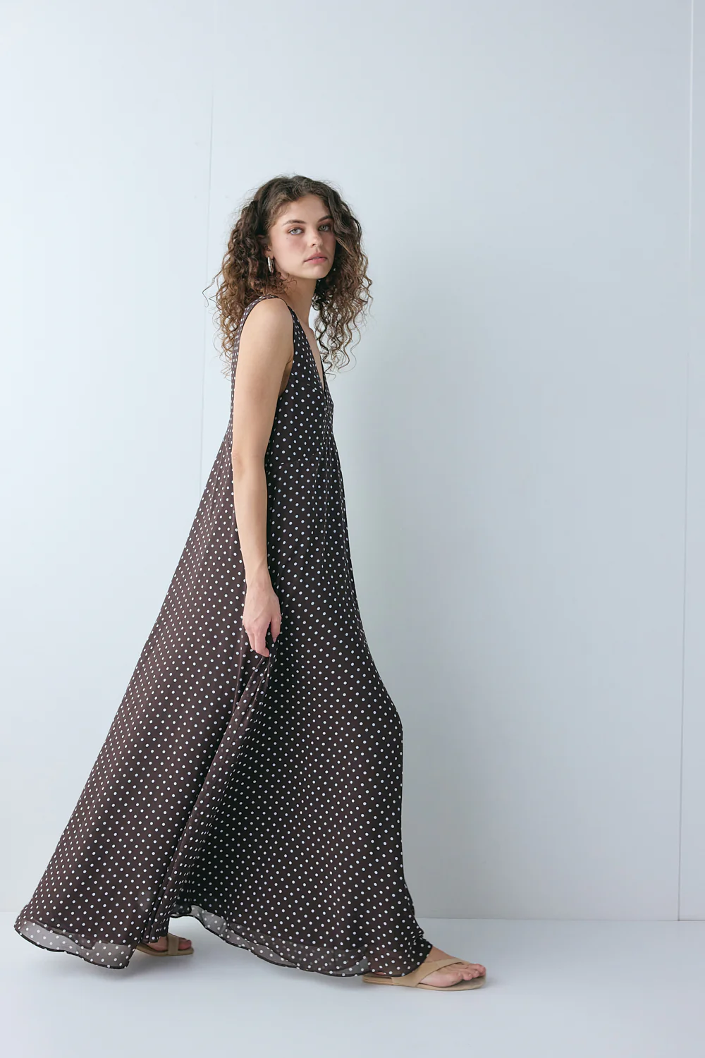 Maeve Maxi Dress Chocolate Polka Dot - Image 2