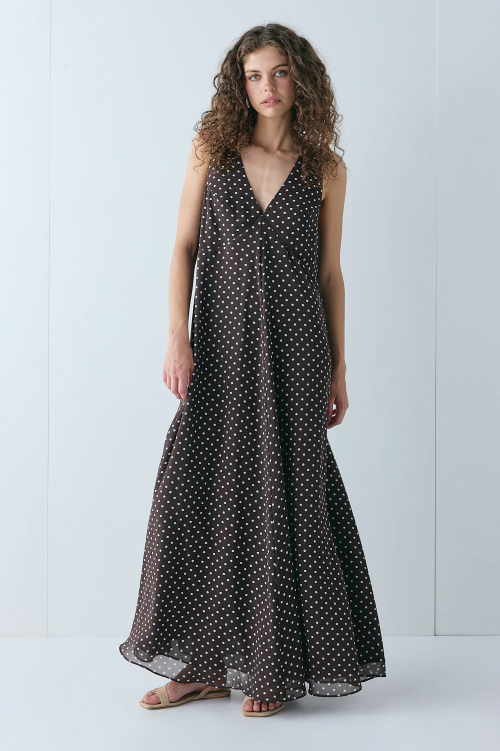 Maeve Maxi Dress Chocolate Polka Dot - Image 4