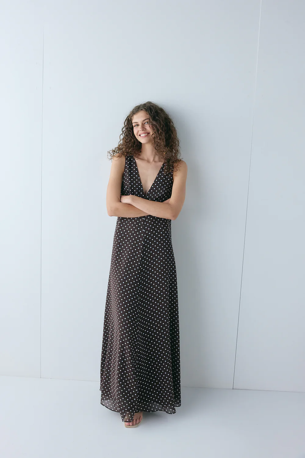 Maeve Maxi Dress Chocolate Polka Dot - Image 5