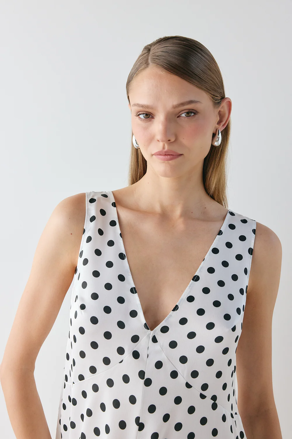 Maeve Satin Maxi Dress Polka Dot - Image 3