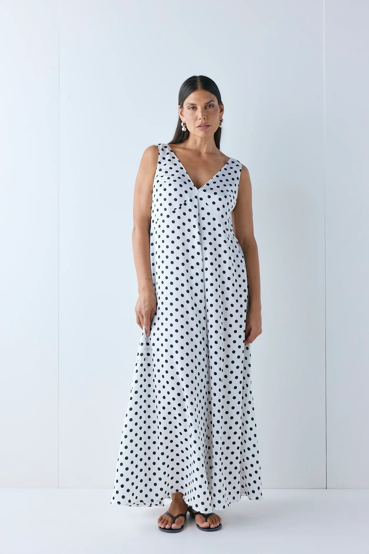 Maeve Satin Maxi Dress Polka Dot - Image 4