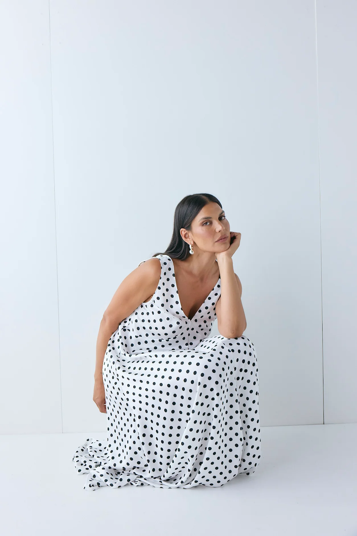 Maeve Satin Maxi Dress Polka Dot - Image 7
