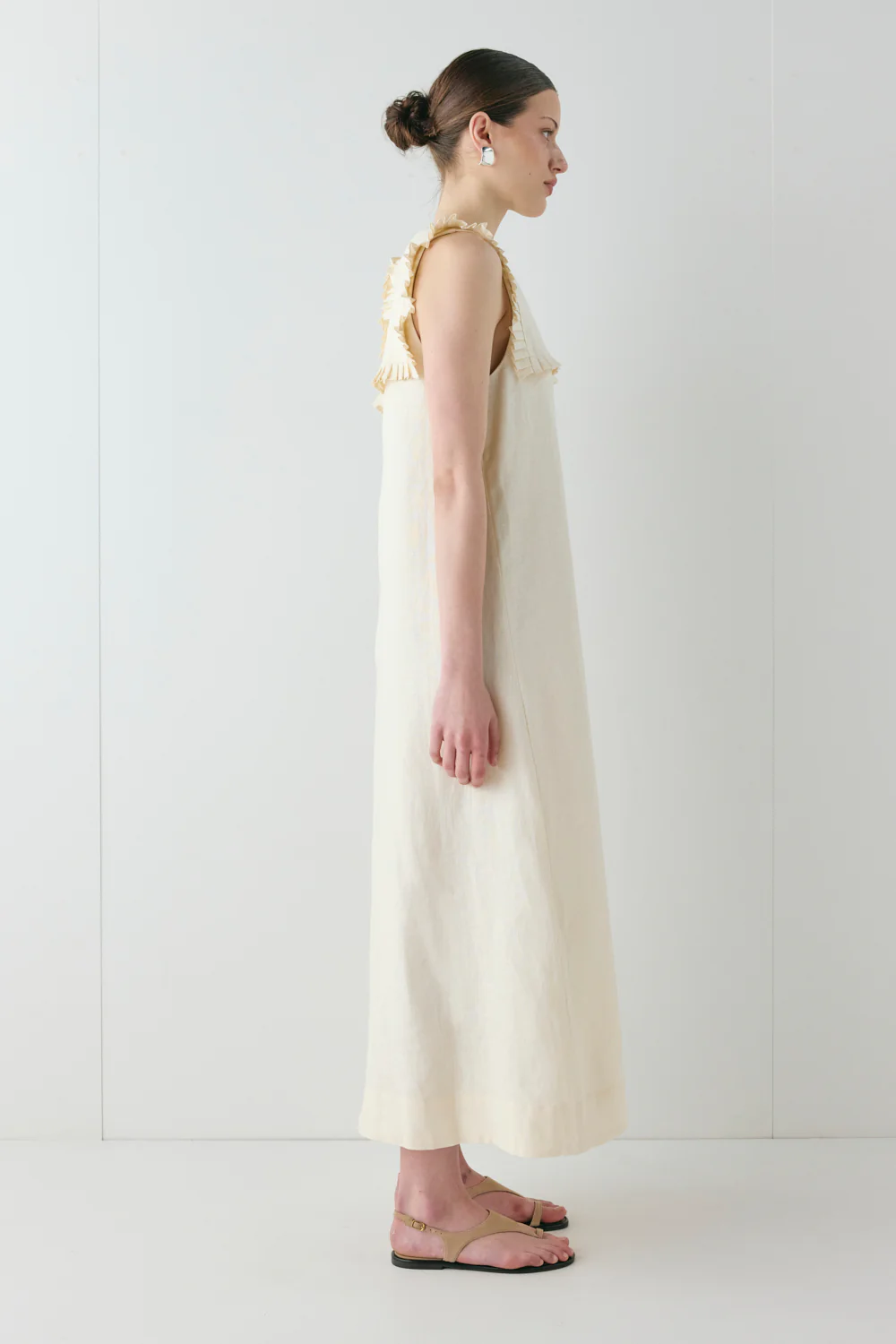 Maggie Linen Midi Dress Cream - Image 5