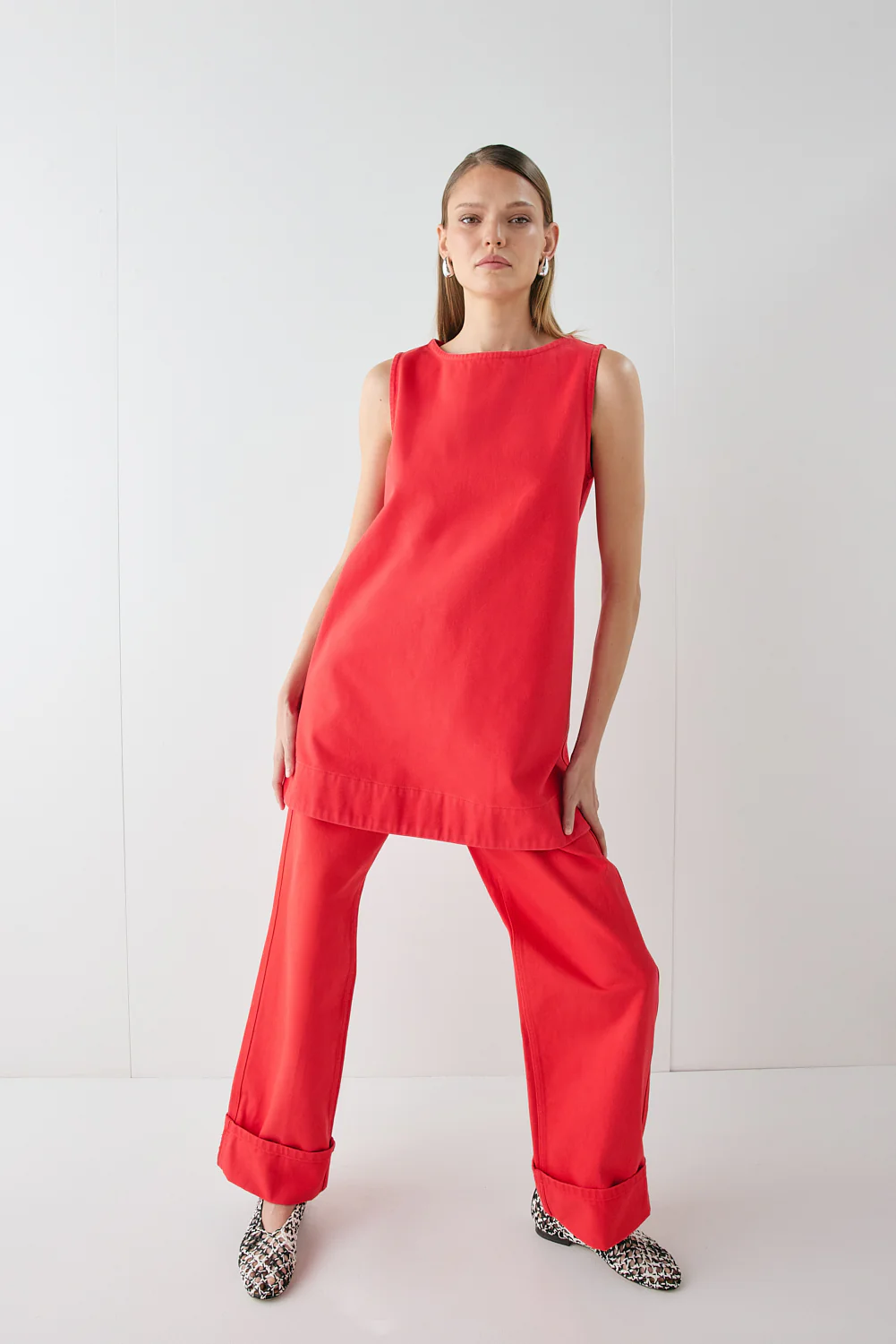 Manon Mid Rise Denim Jeans Red - Image 2