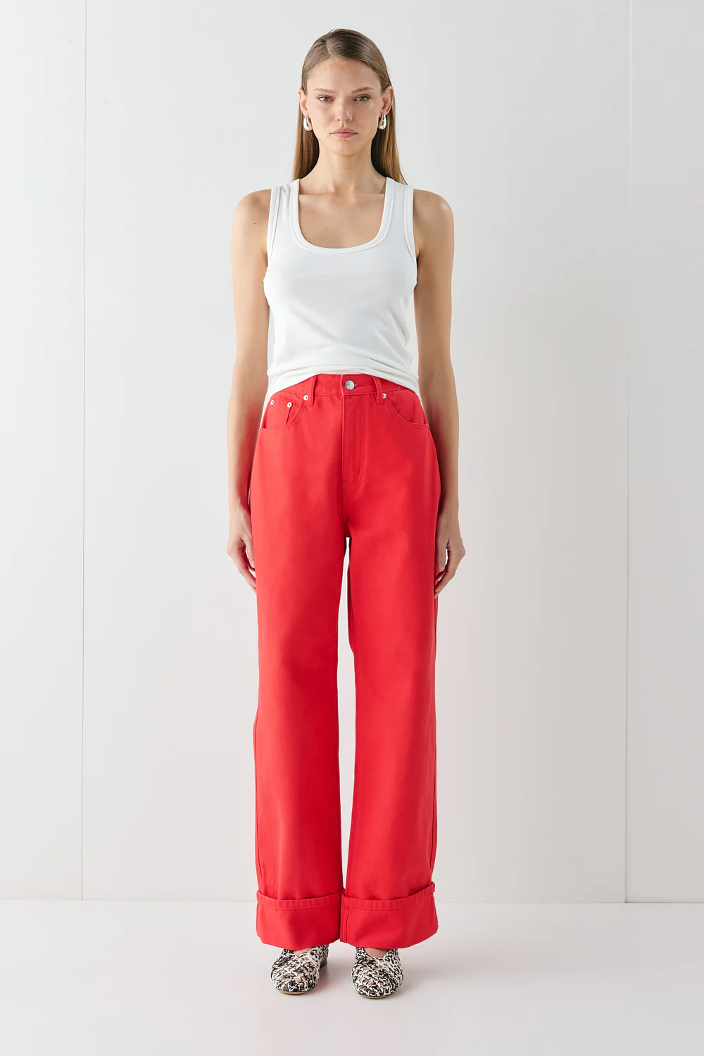 Manon Mid Rise Denim Jeans Red - Image 4