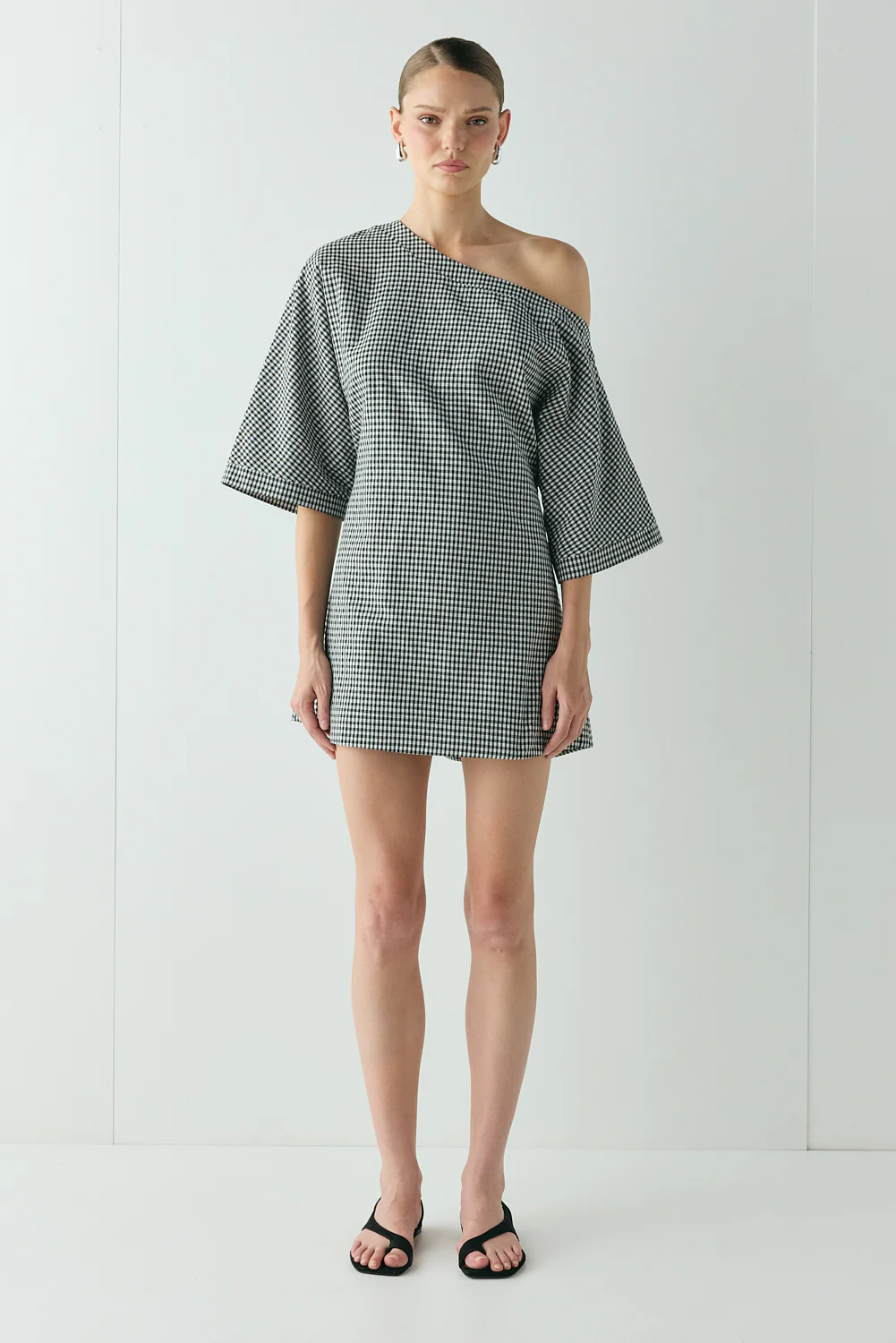 Mara Mini Dress Black Check - Image 2