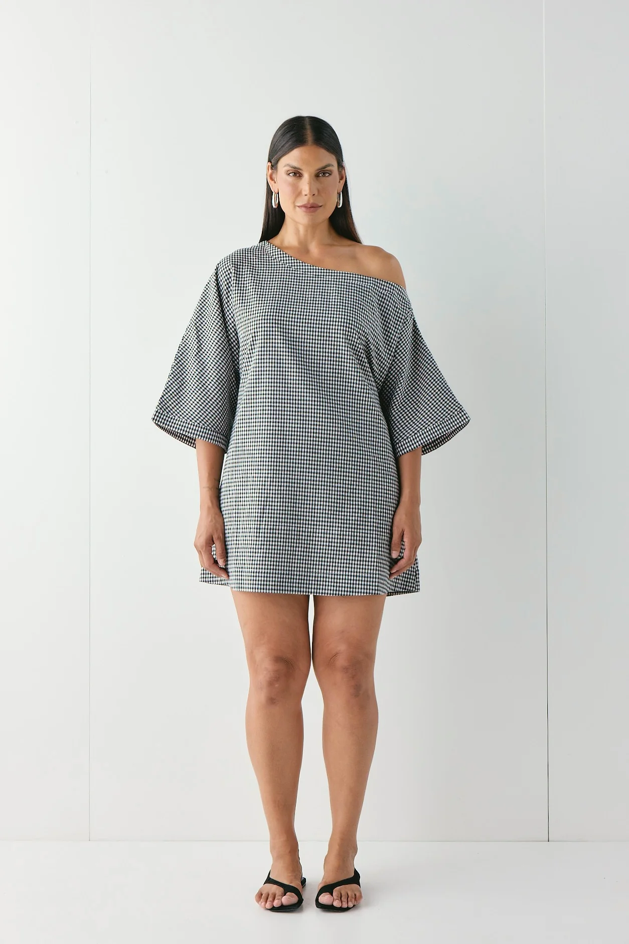 Mara Mini Dress Black Check - Image 4