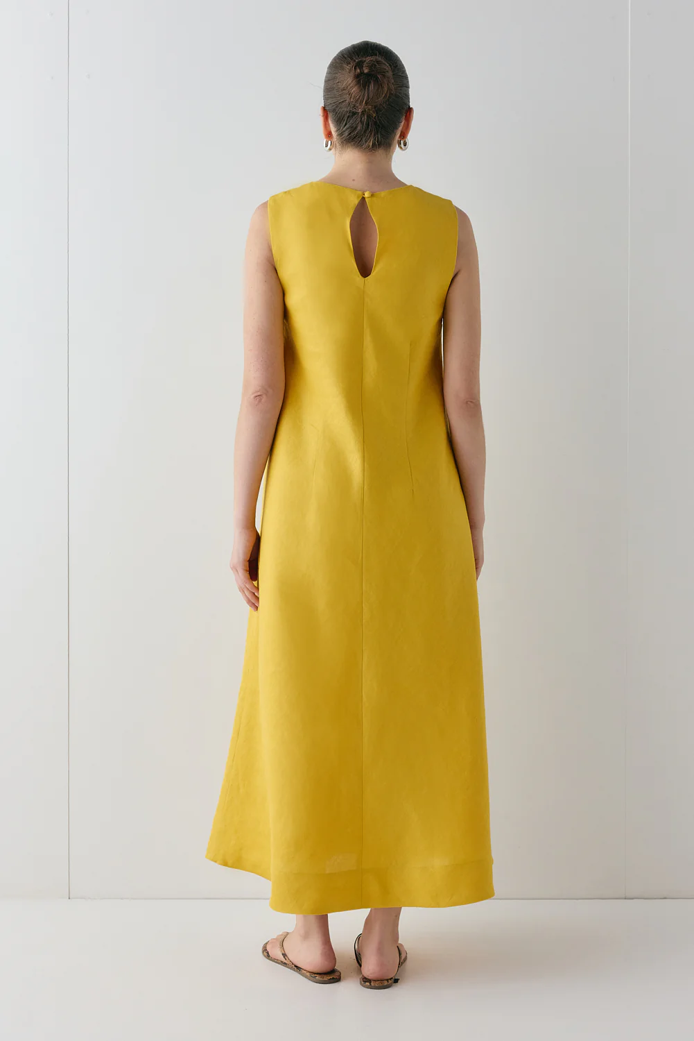 Marina Linen Midi Dress Mustard - Image 8