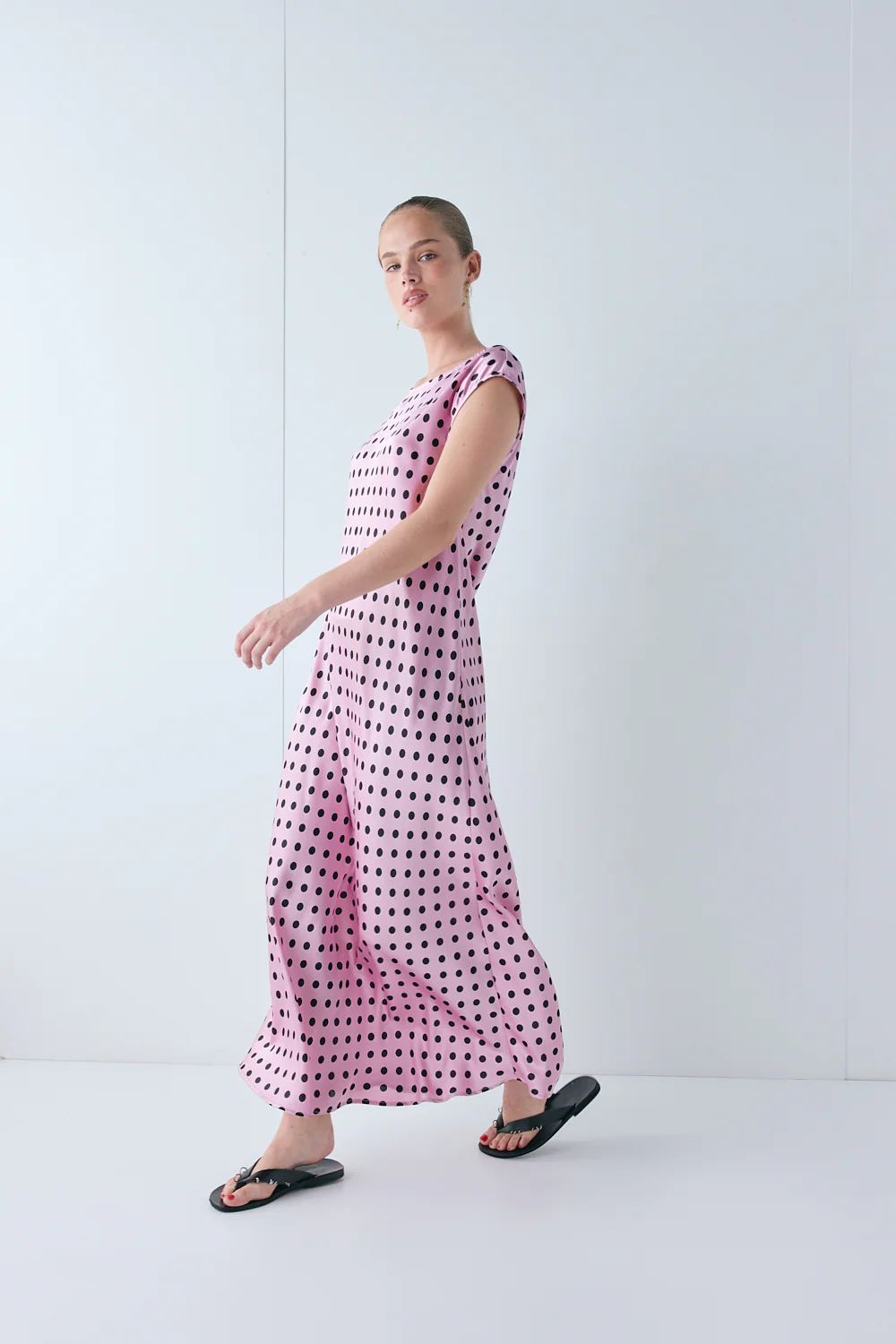 Martina Satin Maxi Dress Polka Dot - Image 2