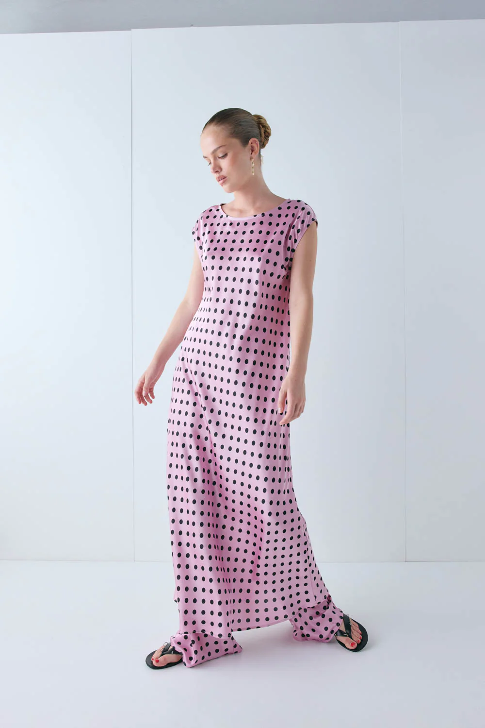 Martina Satin Maxi Dress Polka Dot - Image 4
