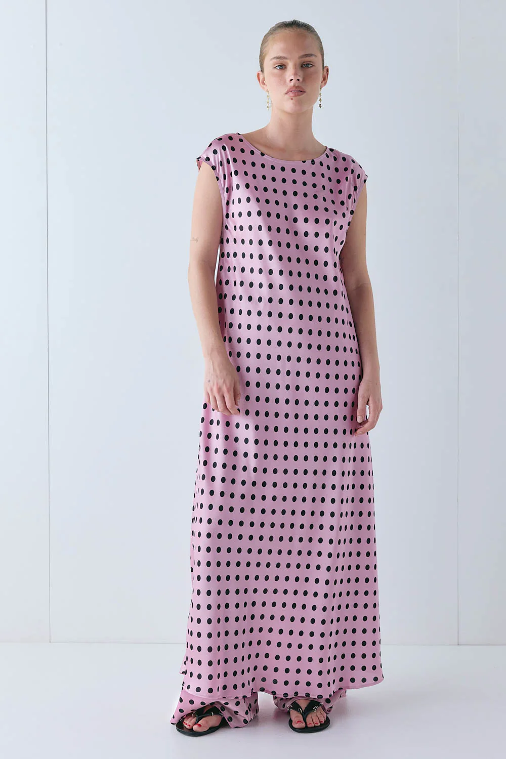 Martina Satin Maxi Dress Polka Dot - Image 7