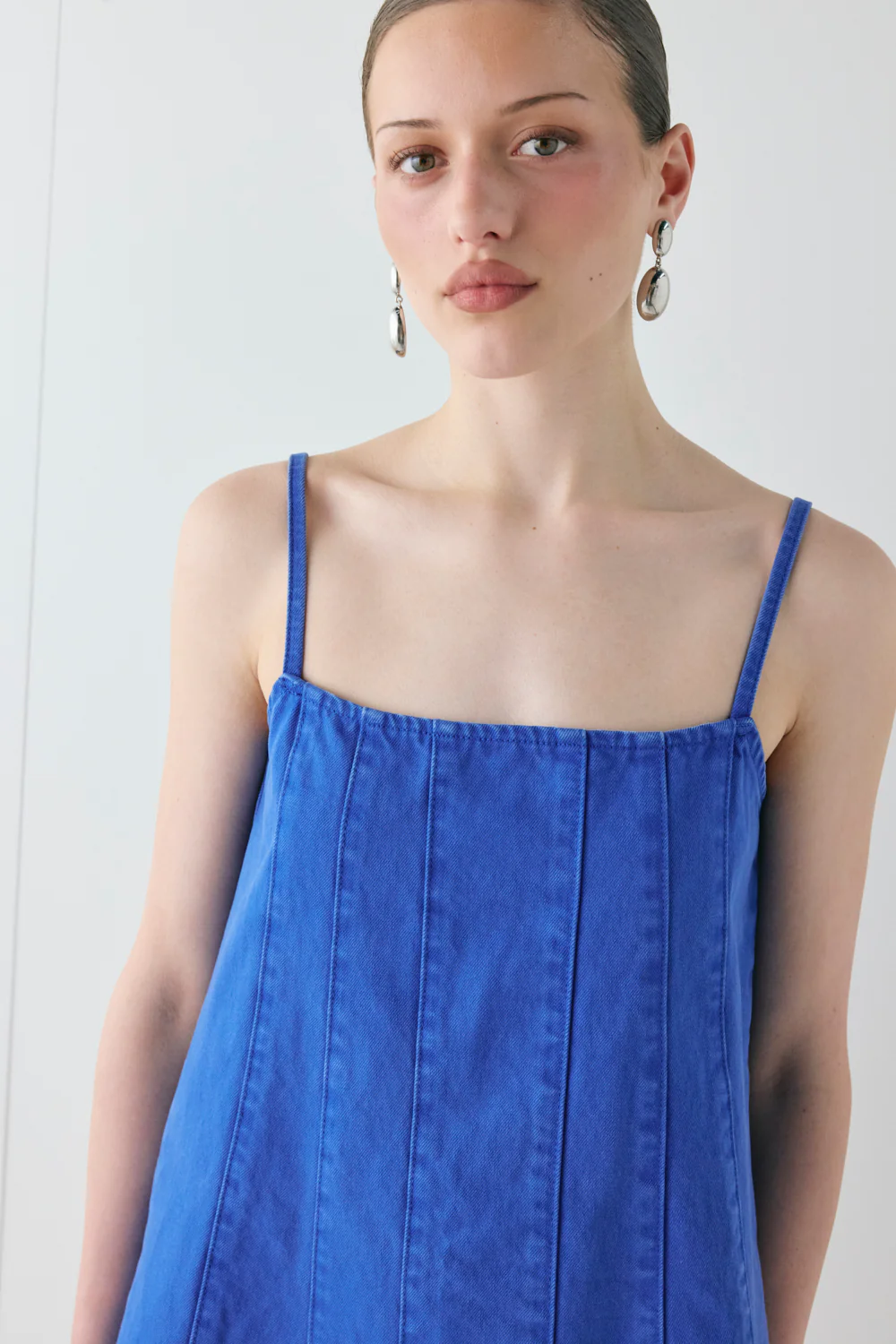 Maxine Denim Mini Dress Cobalt - Image 3