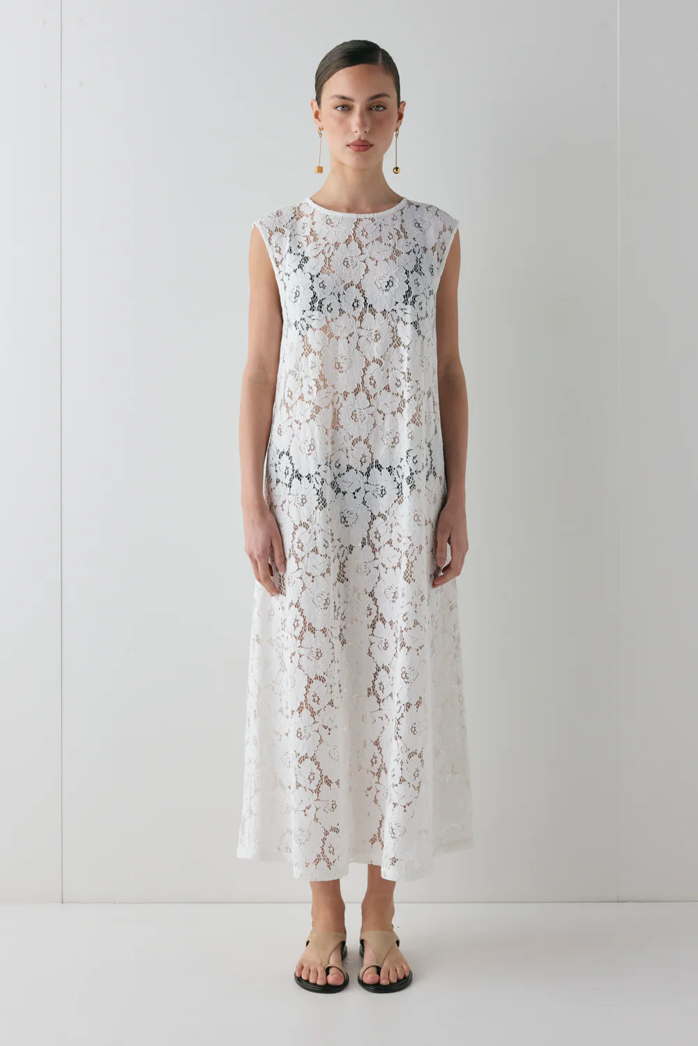 Maya Lace Midi Dress White