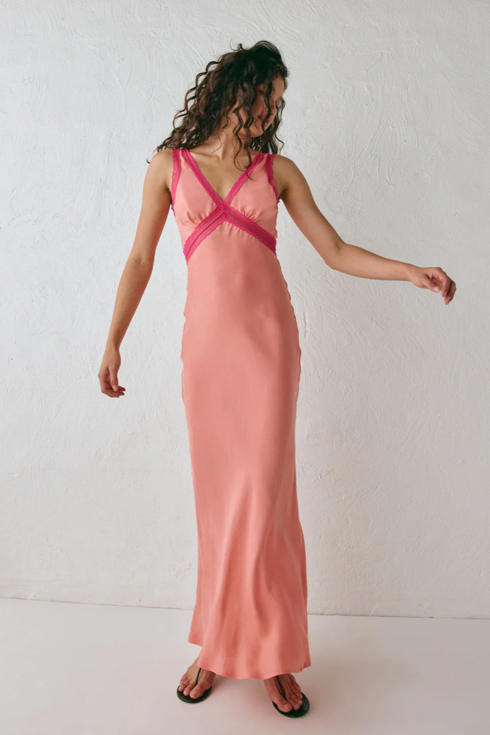 Meet Me On The Dance Floor Bias Cut Maxi Dress Coral - Image 2