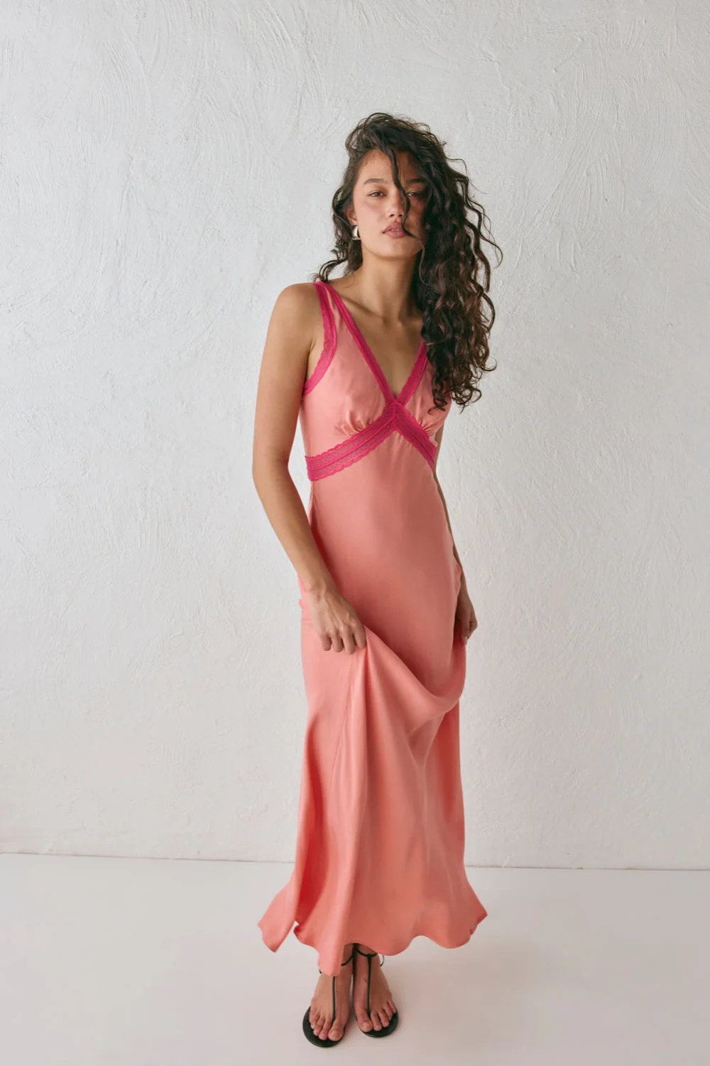Meet Me On The Dance Floor Bias Cut Maxi Dress Coral - Image 4