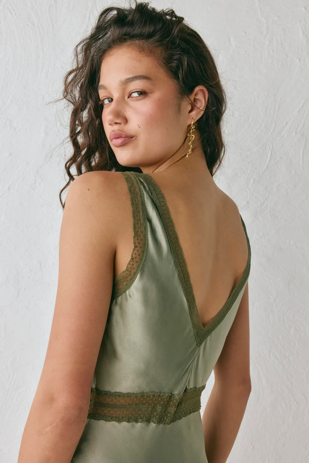Meet Me On The Dance Floor Bias Cut Maxi Dress Olive - Image 5