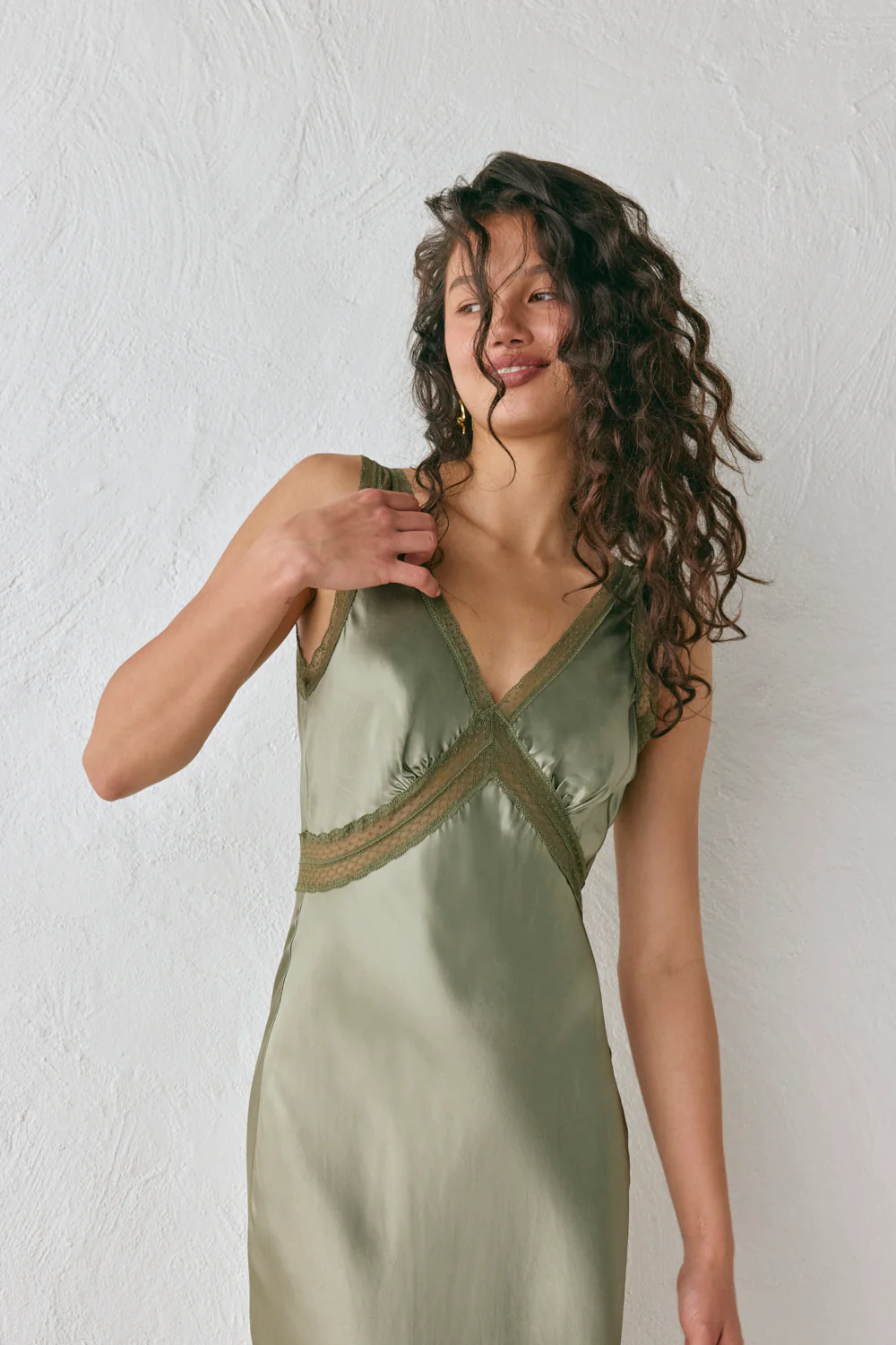 Meet Me On The Dance Floor Bias Cut Maxi Dress Olive - Image 7