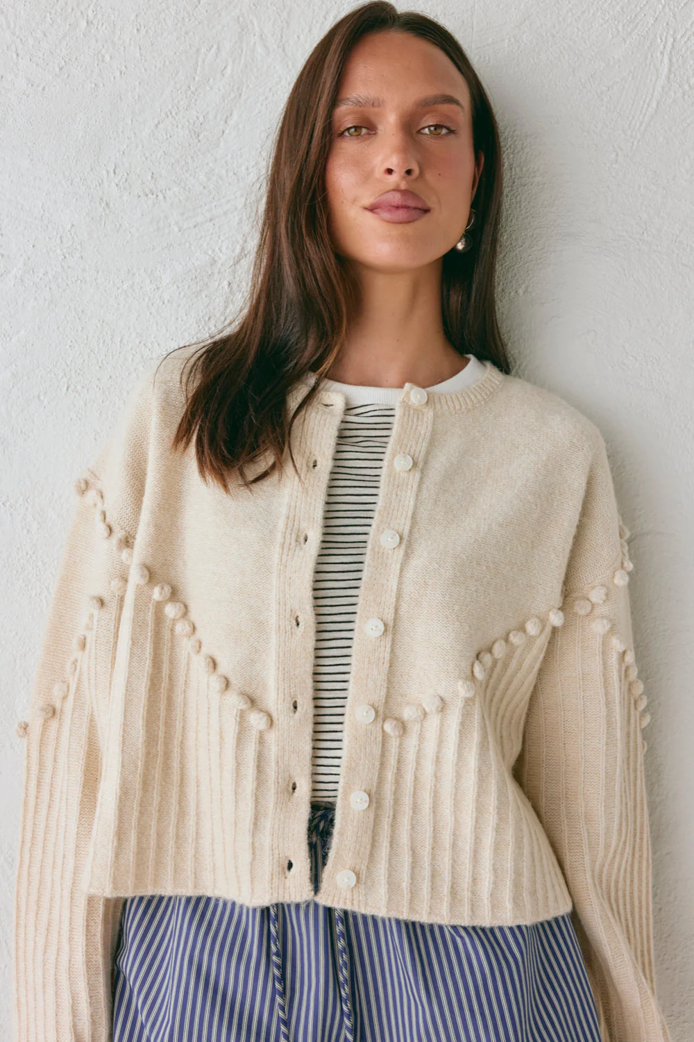 Miji Knit Cardigan Cream - Image 5