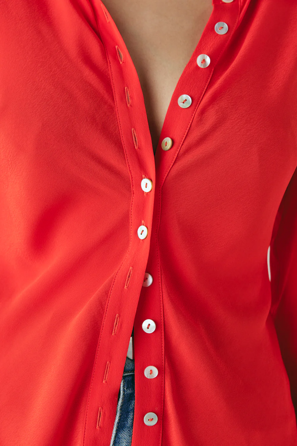 Mila Bias Shirt Red - Image 4