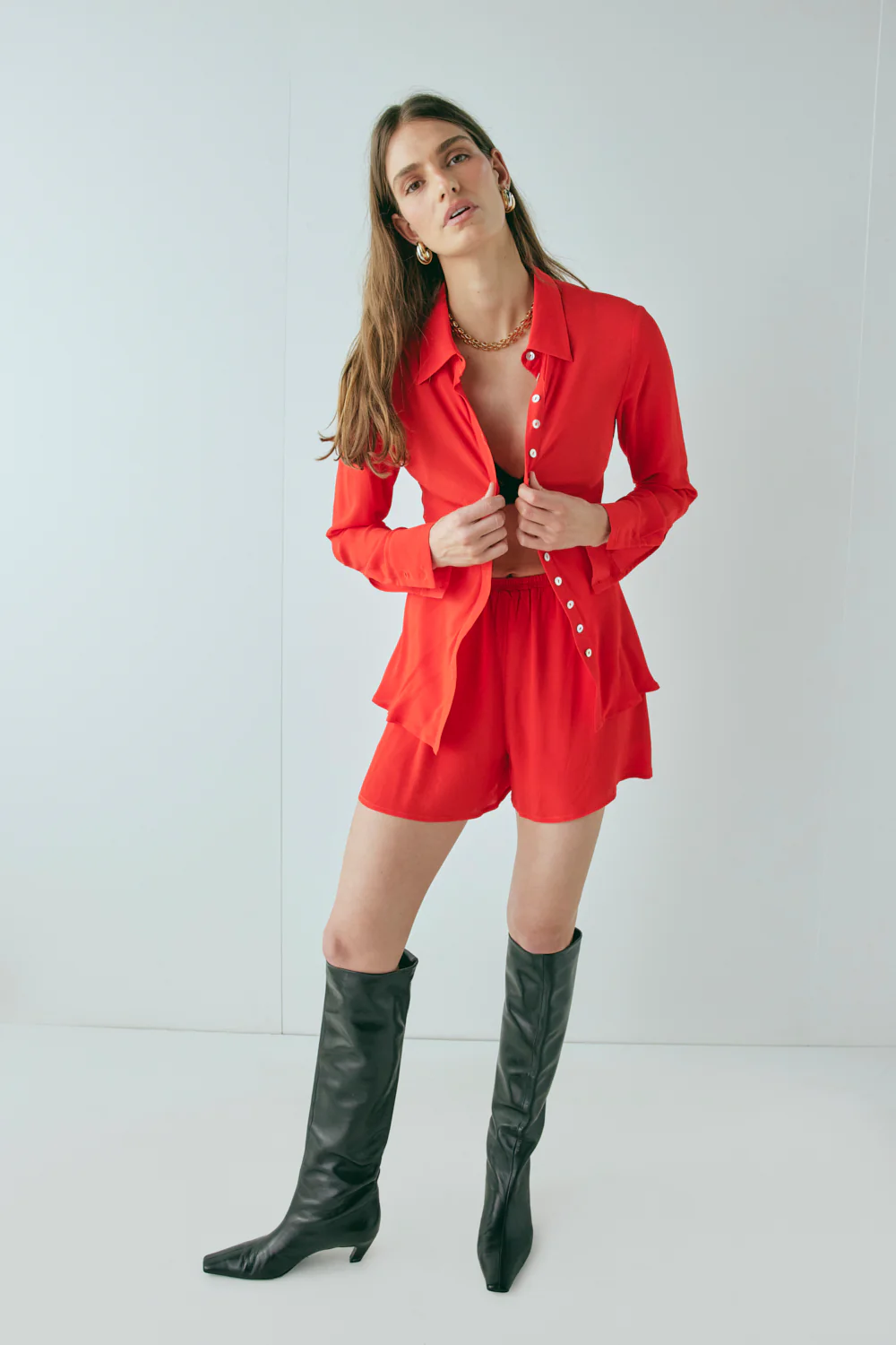 Mila Bias Shirt Red - Image 5