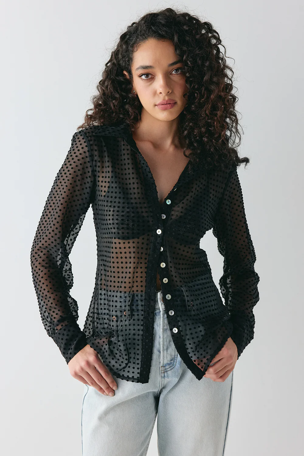 Mila Sheer Bias Shirt Black - Image 2