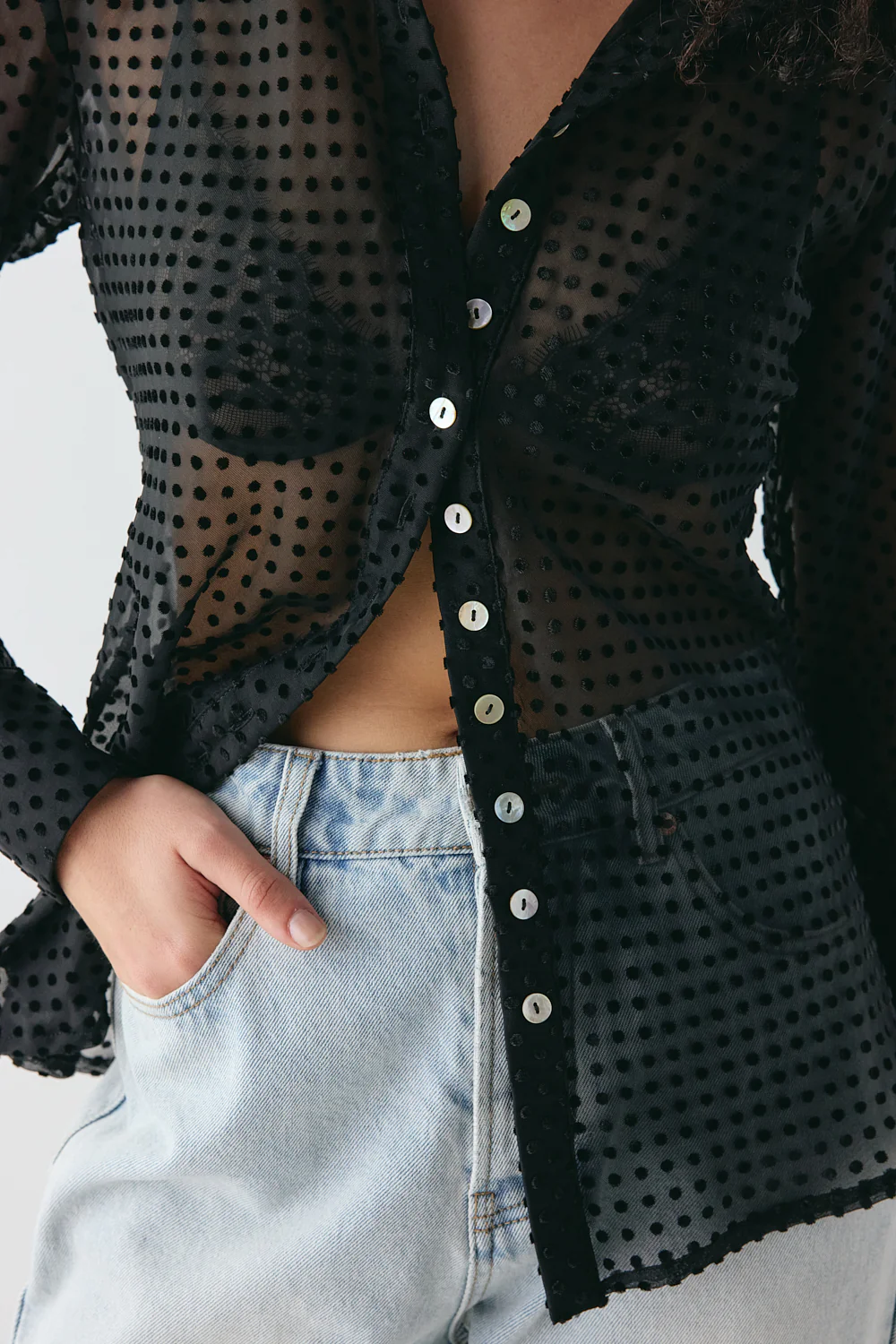 Mila Sheer Bias Shirt Black - Image 4