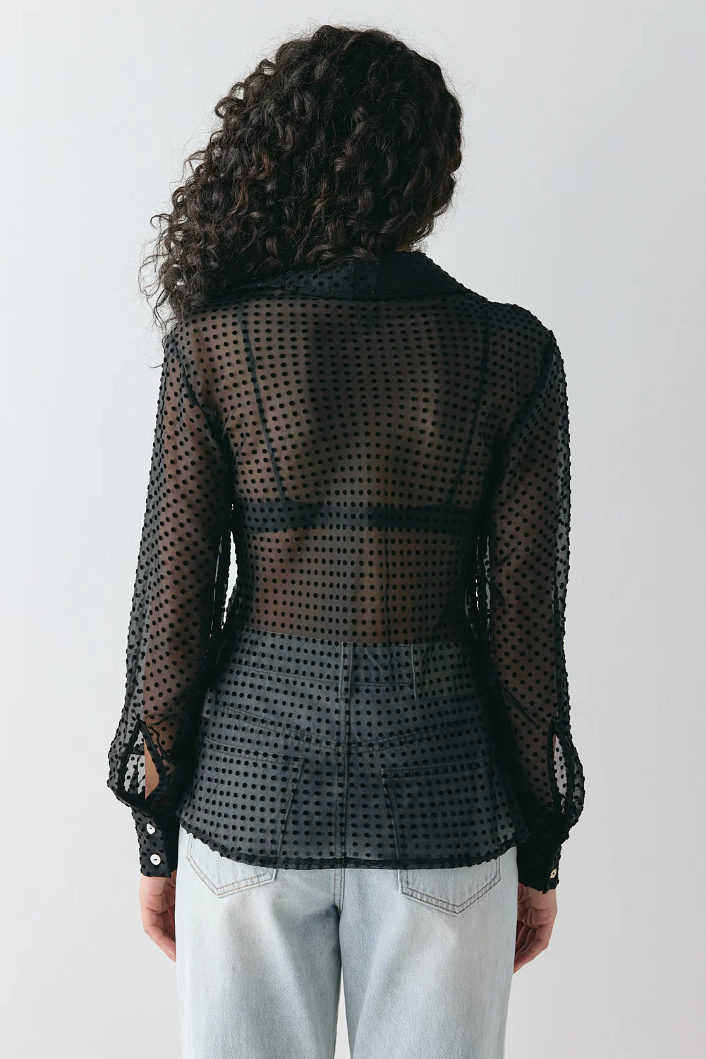 Mila Sheer Bias Shirt Black - Image 9