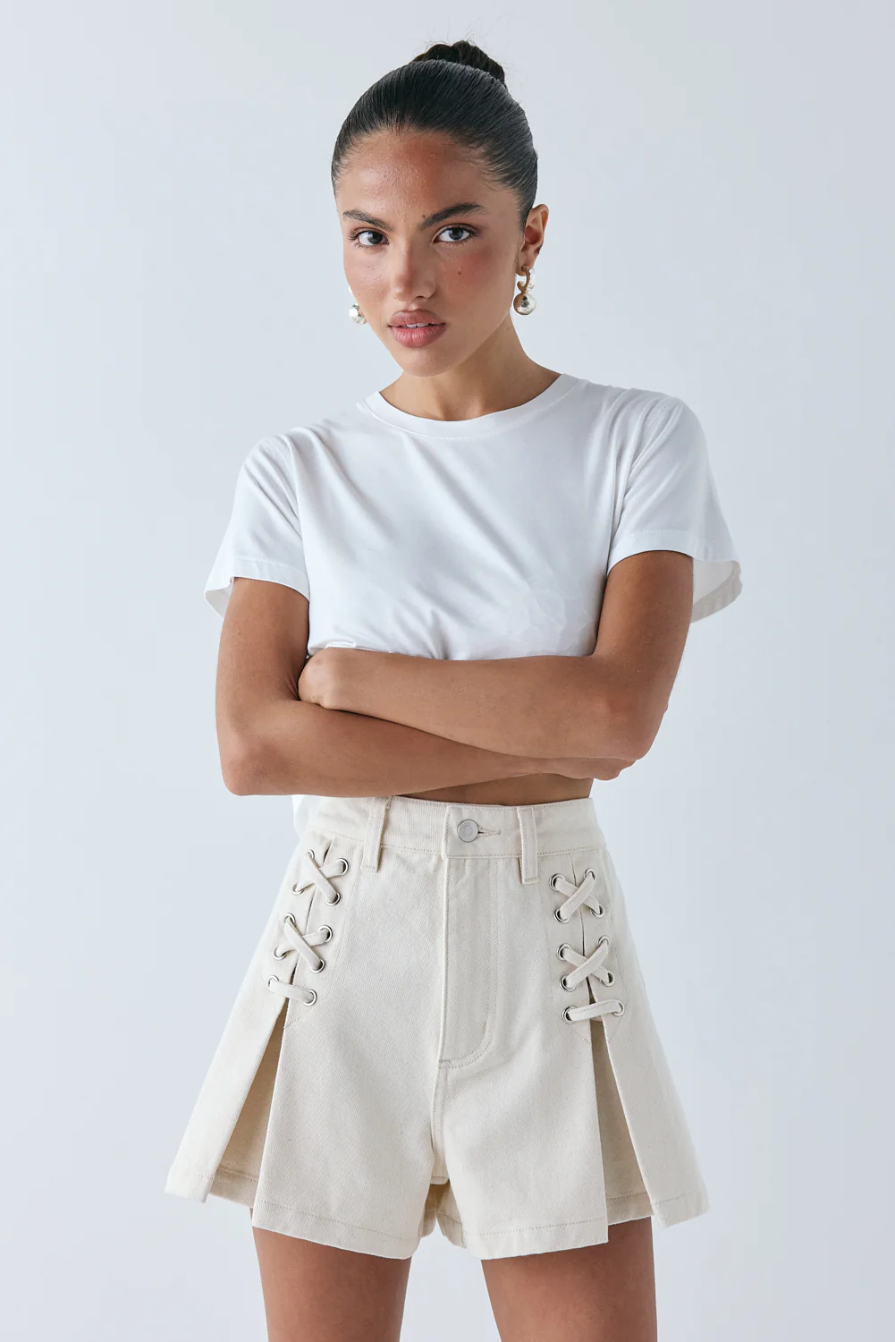 Mira Denim Shorts Cream - Image 4