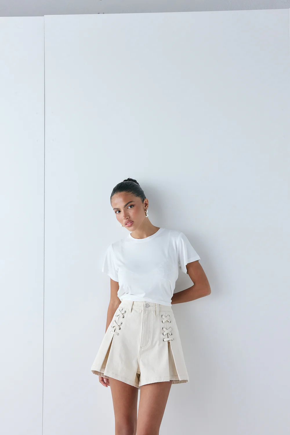 Mira Denim Shorts Cream - Image 6