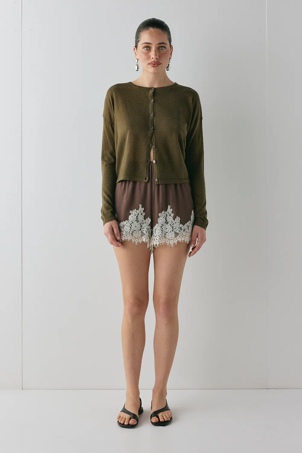 Monikh Lace Shorts Chocolate - Image 3