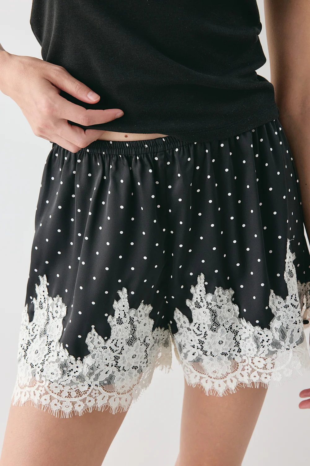 Monikh Satin Lace Shorts Polka Dot - Image 2