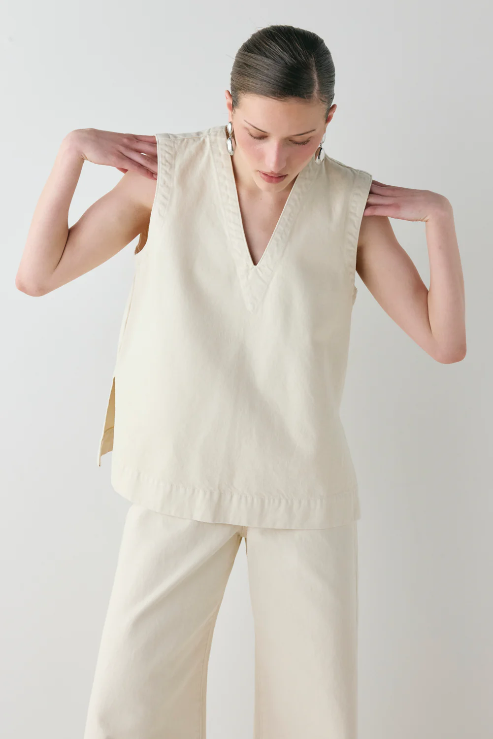 Muni Denim Tunic Top Cream - Image 3