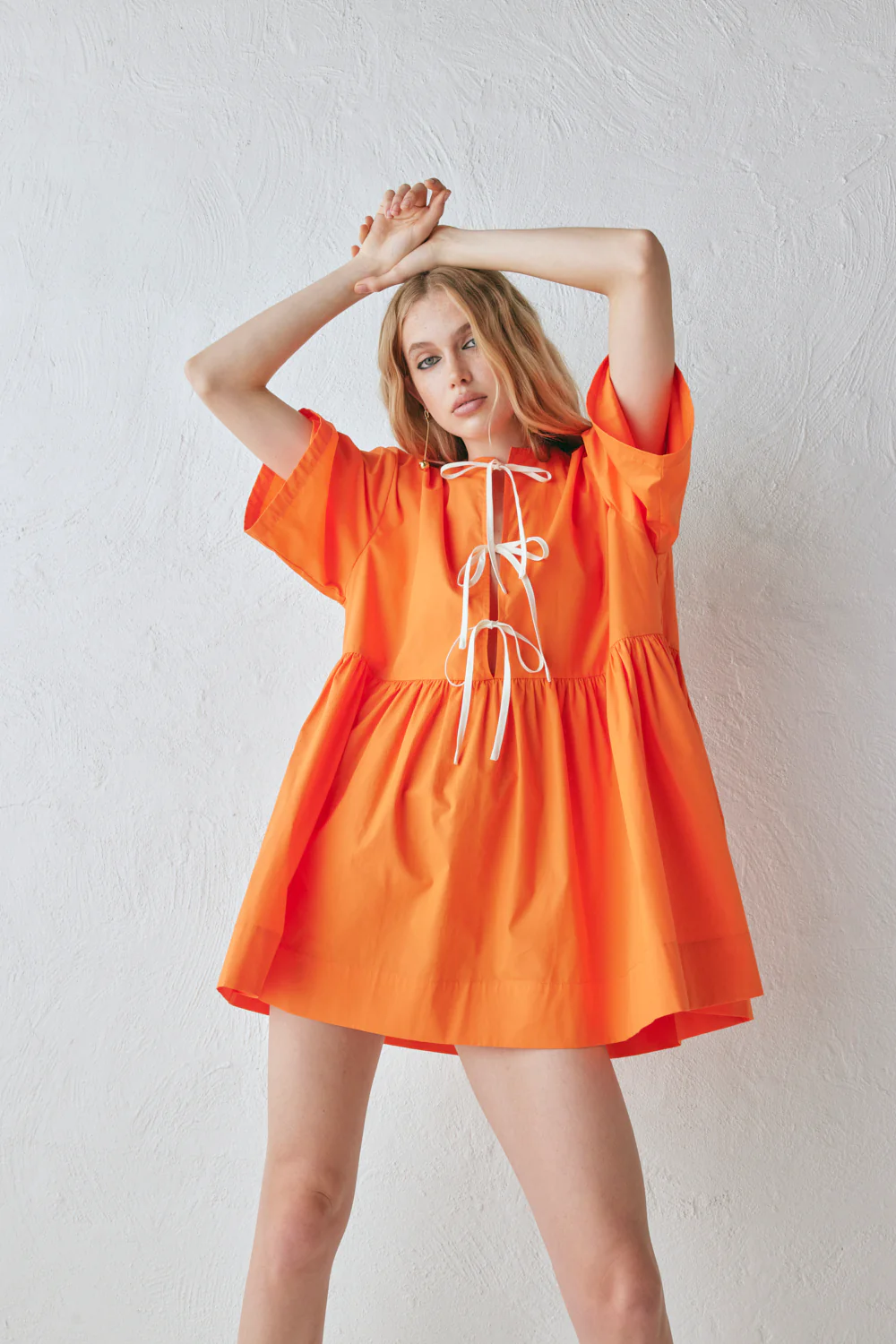 Naomi Smock Mini Dress Tangerine - Image 3