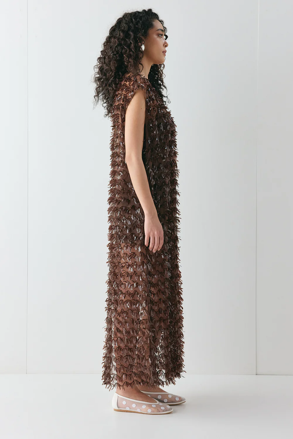 Natalia Sequin Maxi Dress Chocolate - Image 4