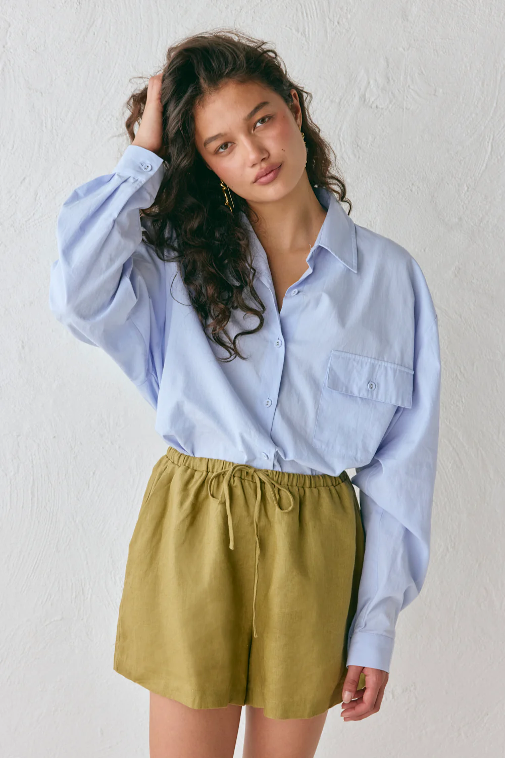 Nettie Linen Shorts Olive - Image 5