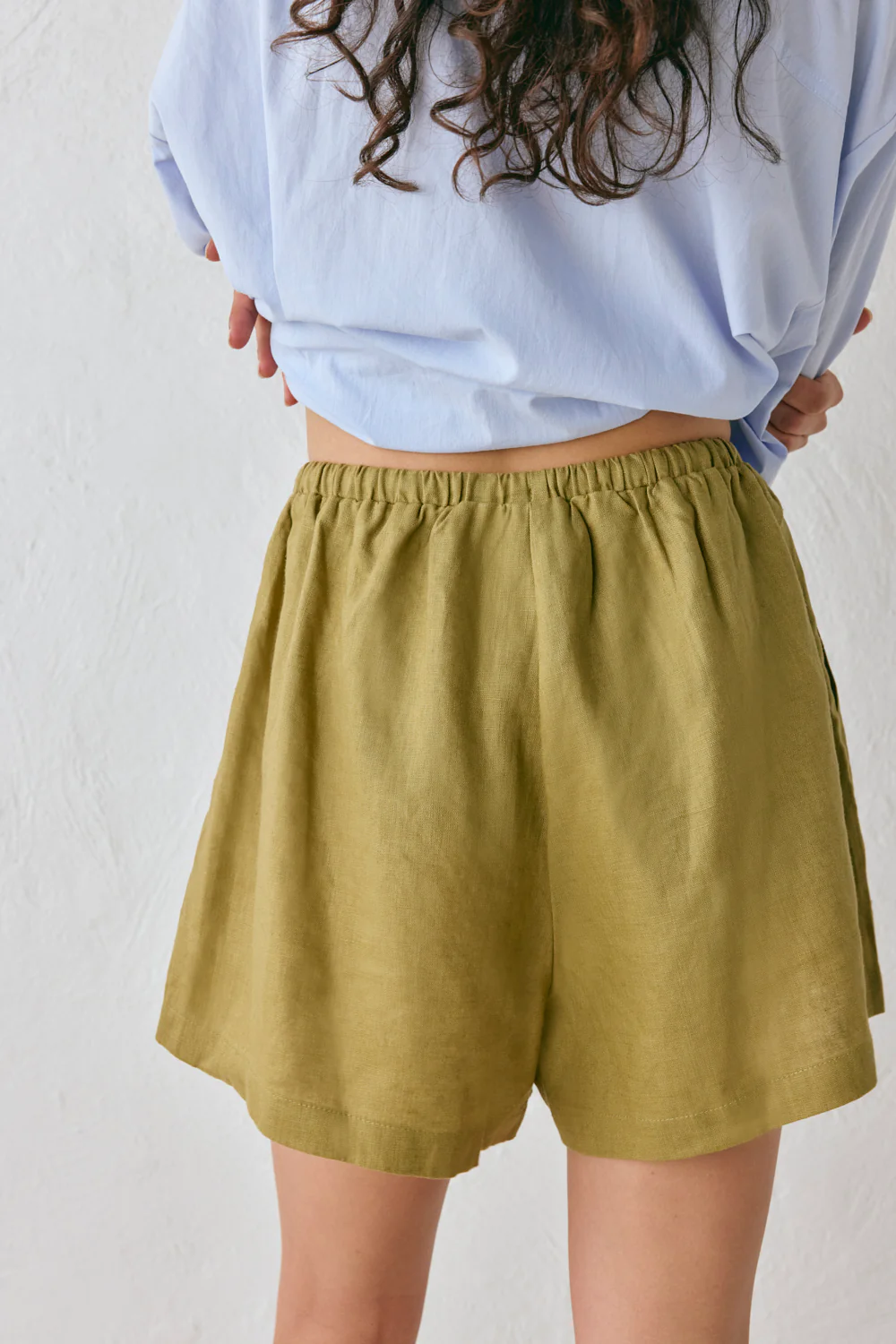 Nettie Linen Shorts Olive - Image 8