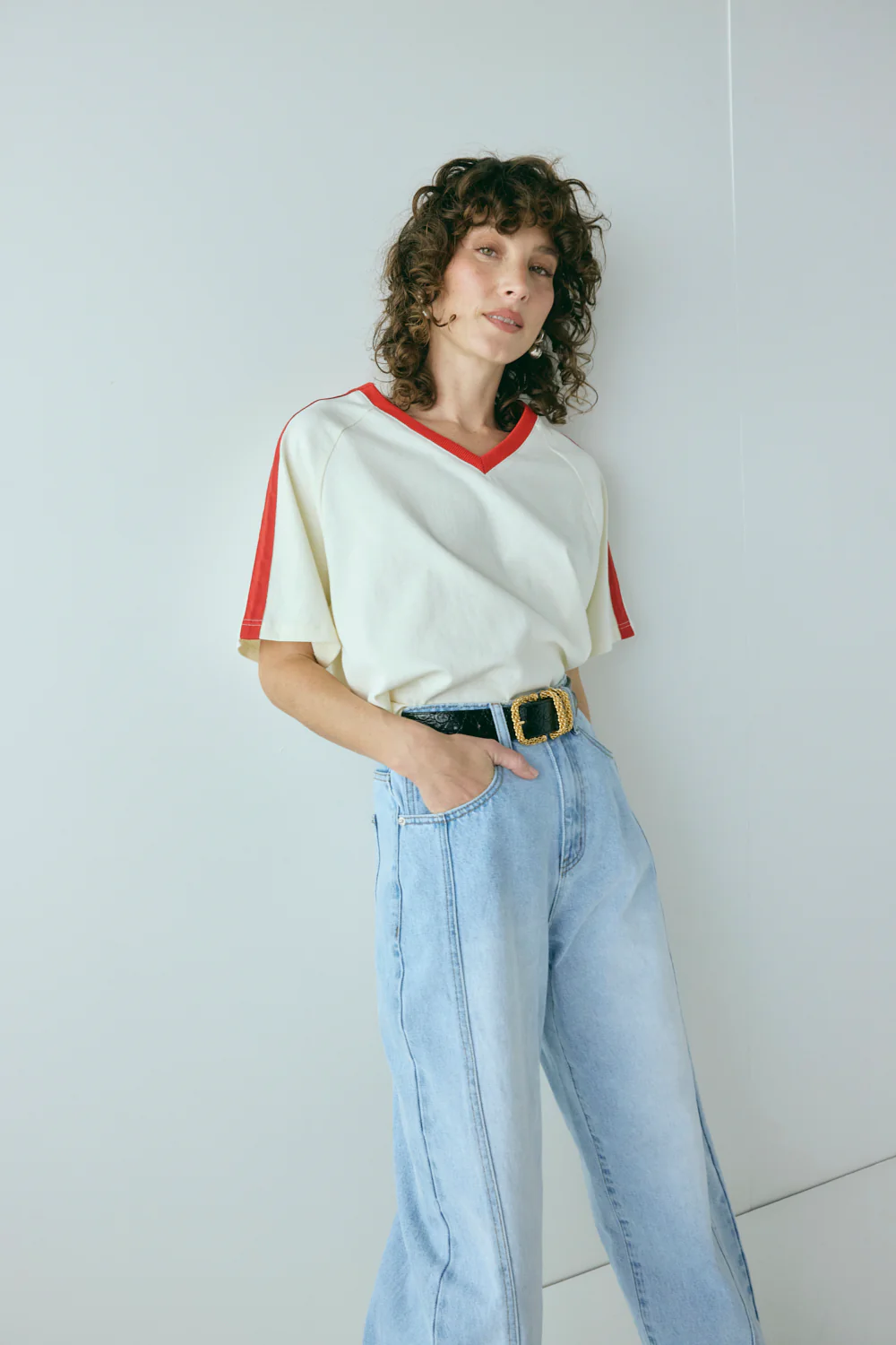 Nyra High Rise Barrel Denim Jeans Light Blue - Image 5