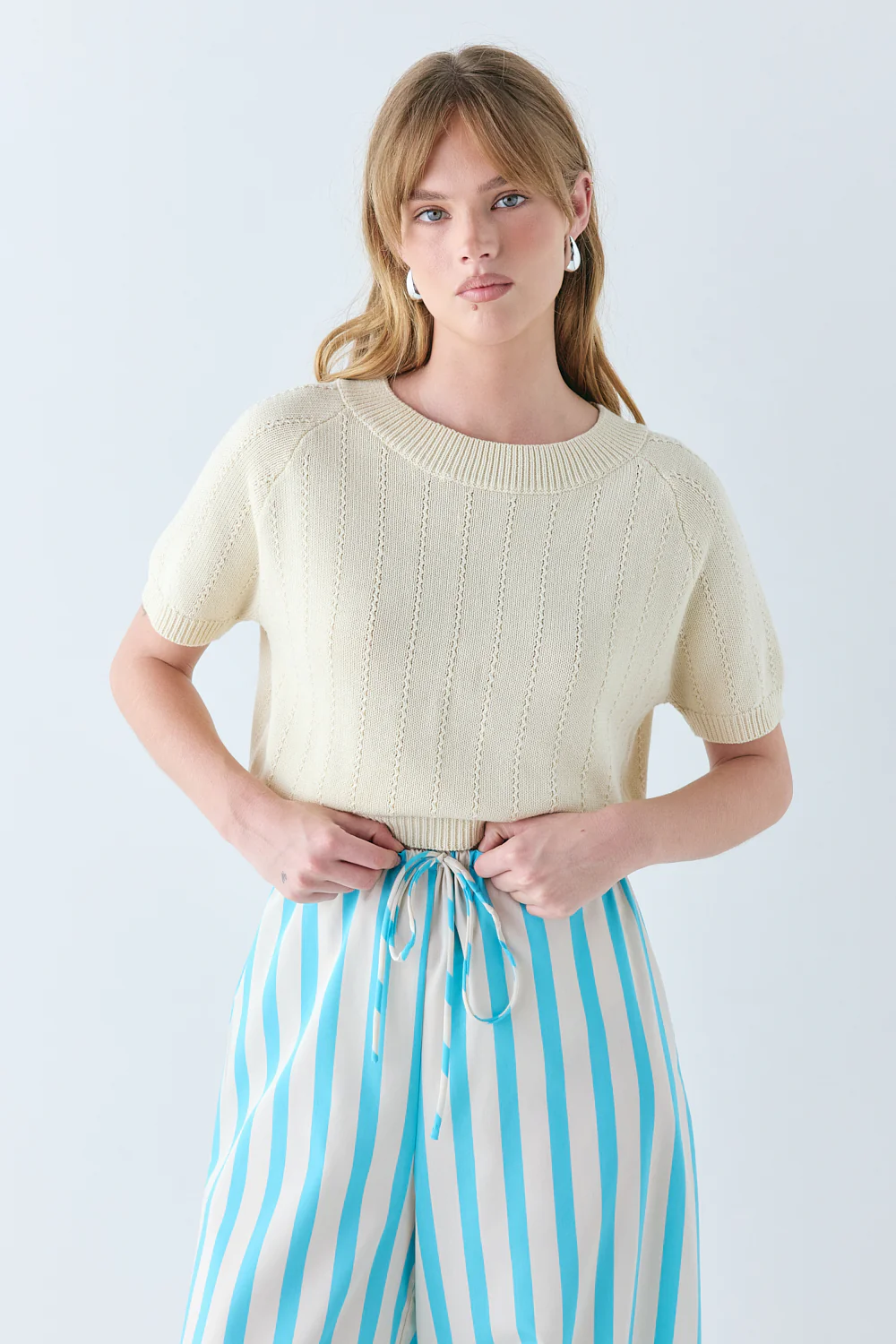 Olive Knit Top Cream - Image 7