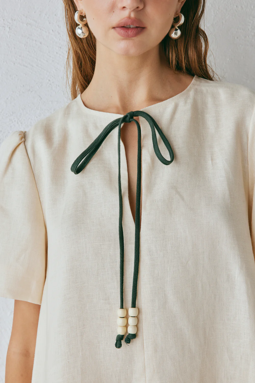 Olsen Linen Mini Dress Cream - Image 2