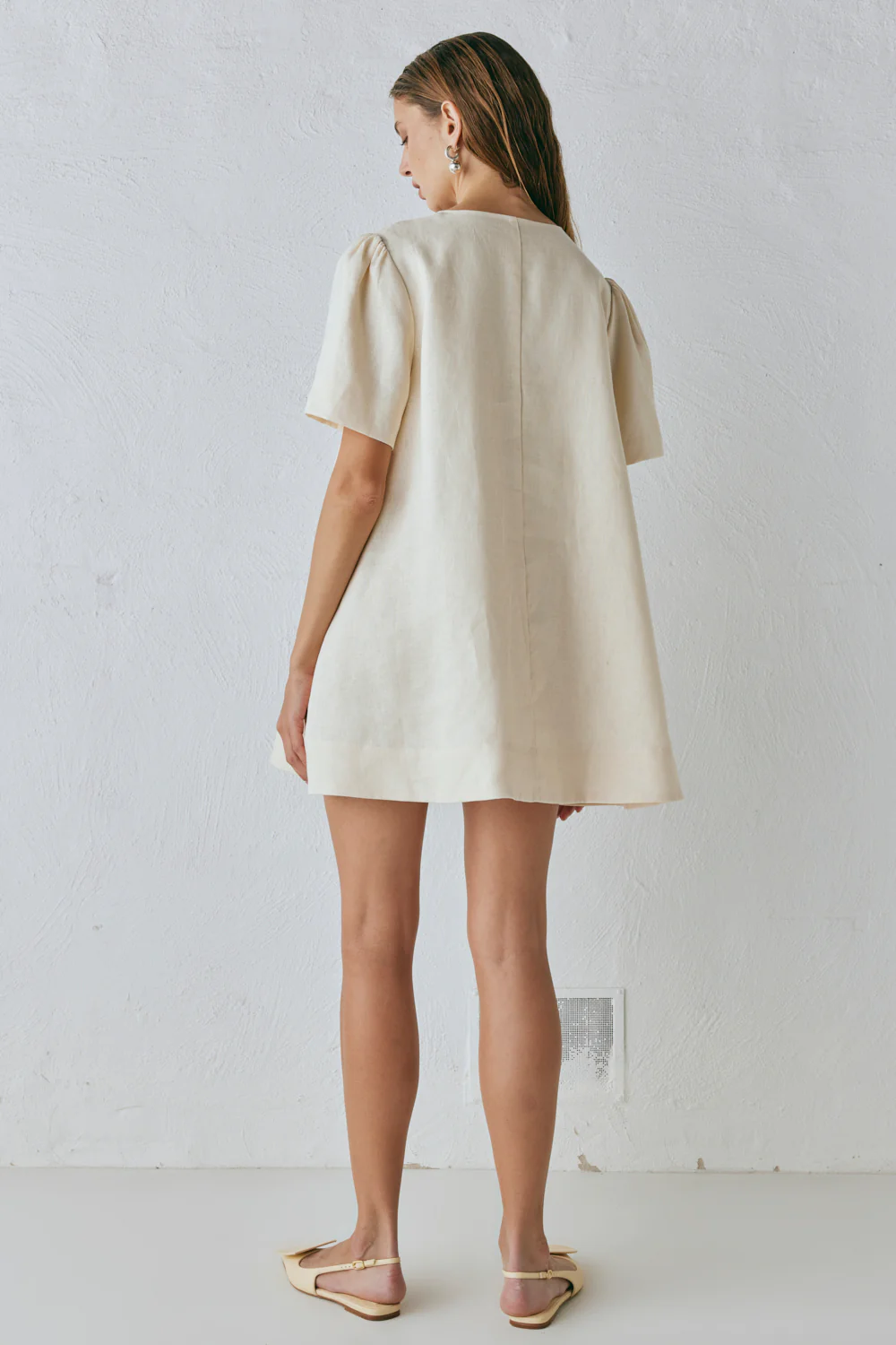 Olsen Linen Mini Dress Cream - Image 8