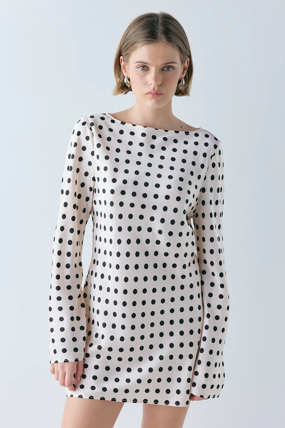Paris Satin Mini Dress Polka Dot - Image 4