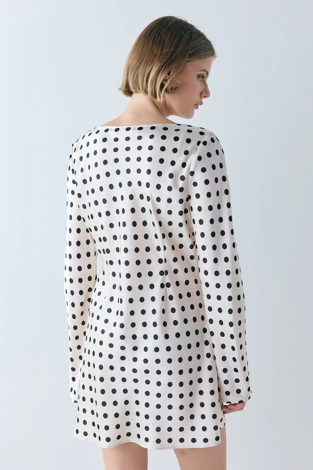 Paris Satin Mini Dress Polka Dot - Image 5
