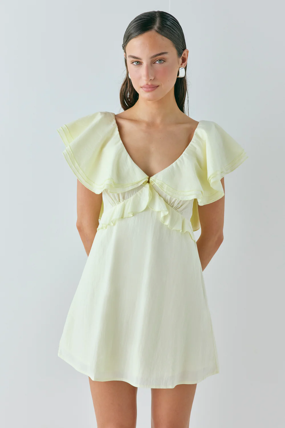 Party Nights Frill Mini Dress Lemon