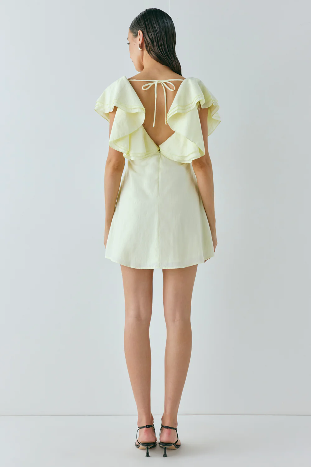 Party Nights Frill Mini Dress Lemon - Image 7