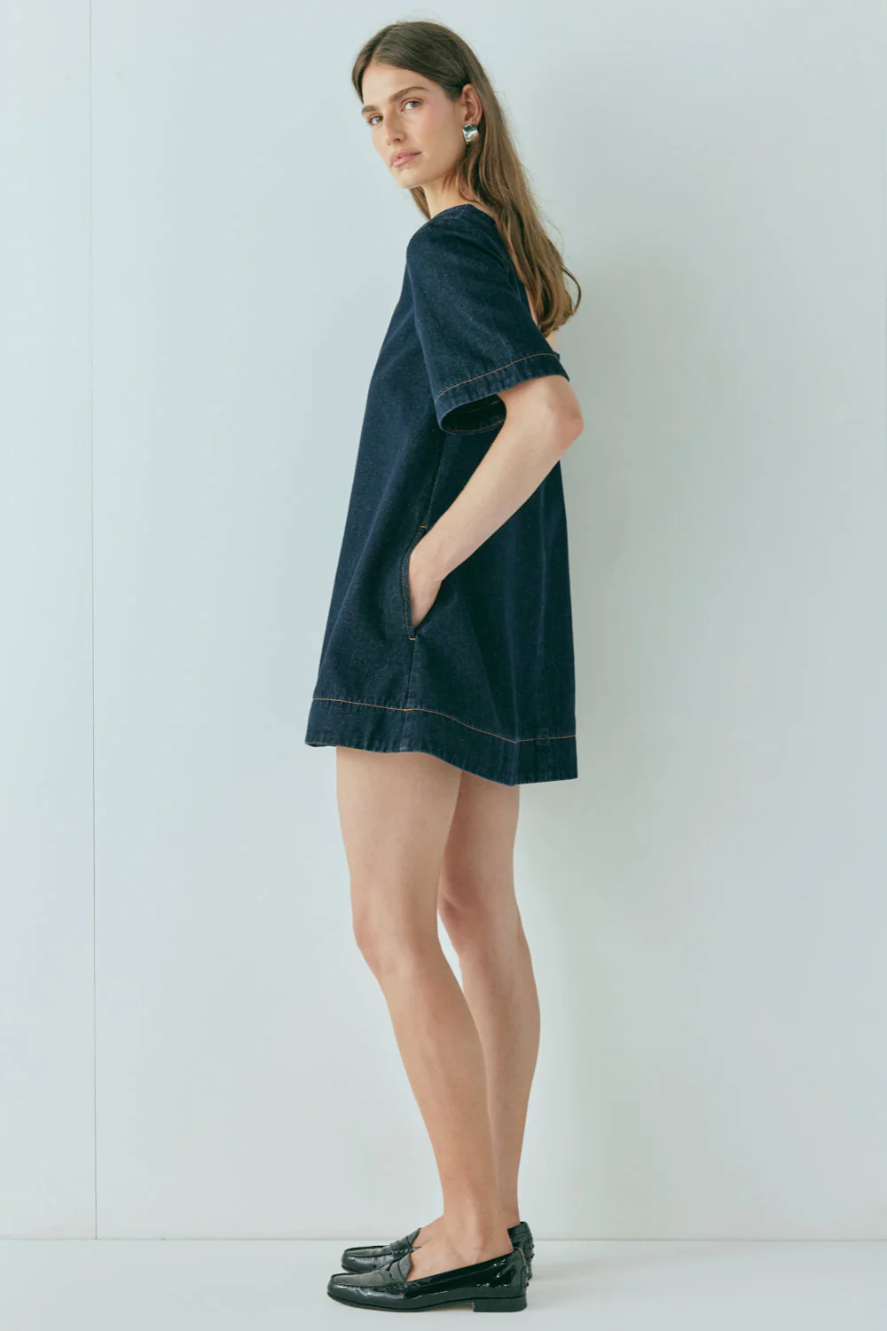 Peyton Denim Mini Dress Indigo - Image 6