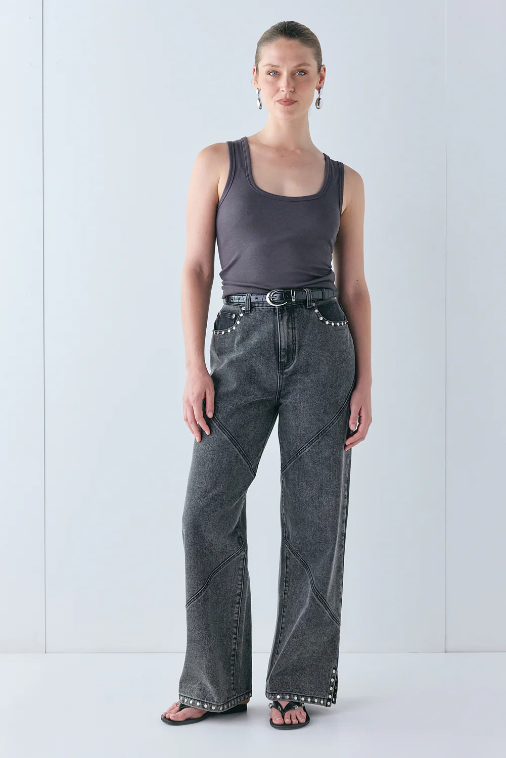 Pia High Rise Denim Jeans Washed Grey
