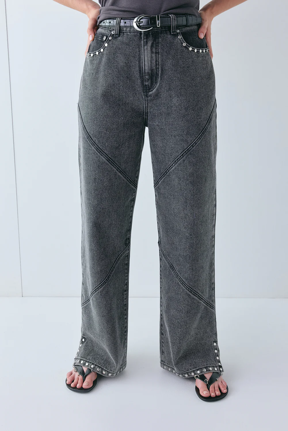 Pia High Rise Denim Jeans Washed Grey - Image 2